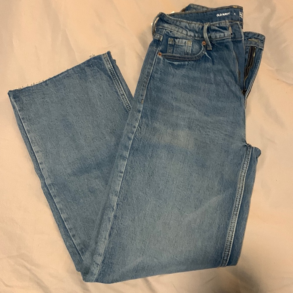 NWT Old Navy Wide Leg Extra High Rise Light Wash Blue Denim Jeans Women's Size 6